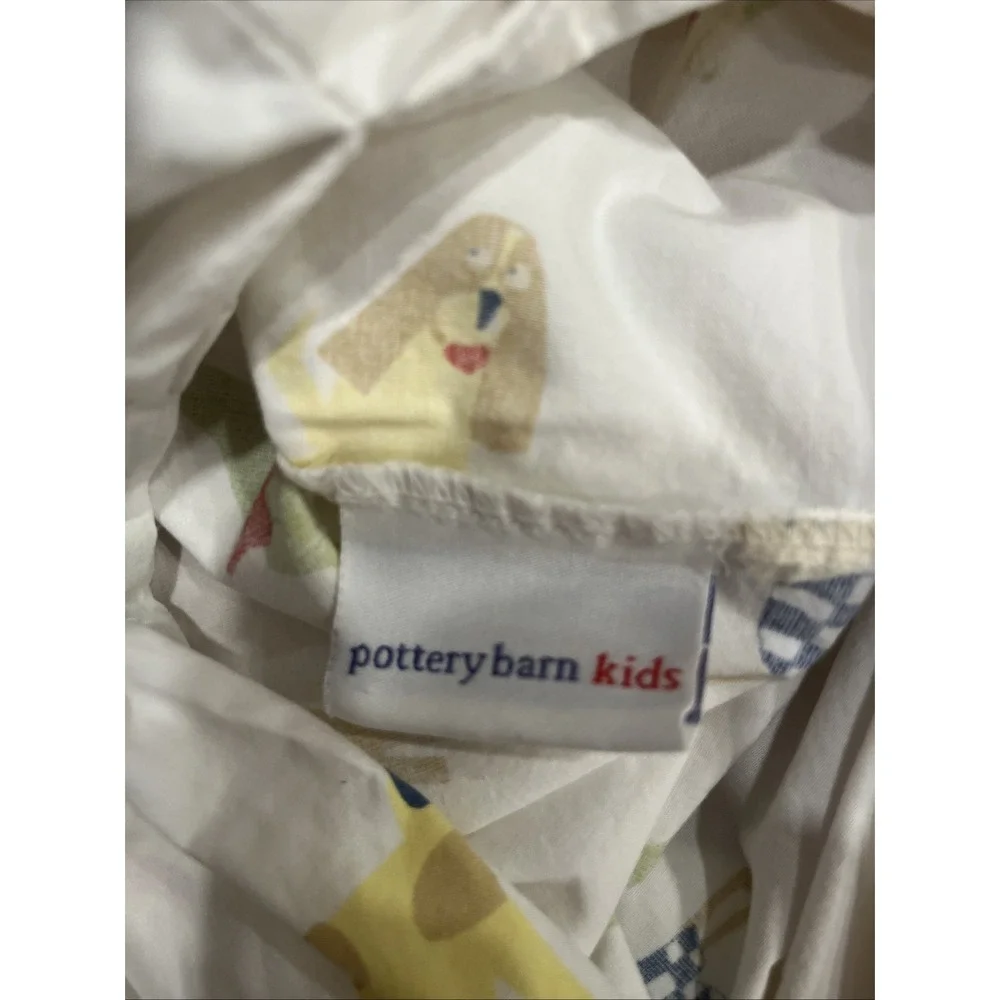 Pottery Barn Kids Dog puppy FULL‎ duvet cover With Gingham Shams
